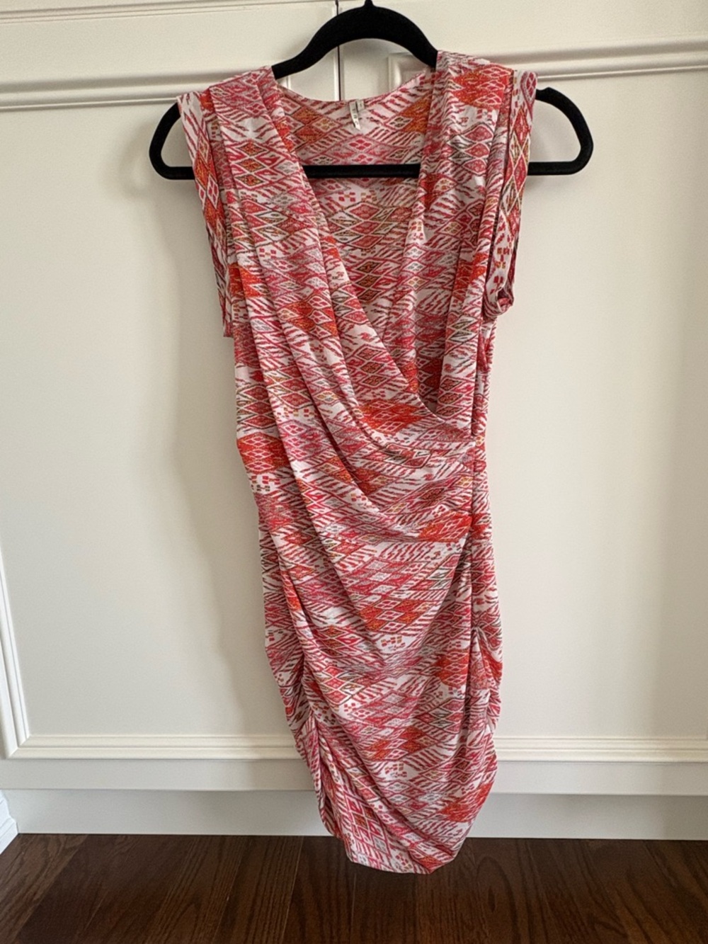 IRO Salome Silk Blend Draped Dress – Red Print – Size 1
